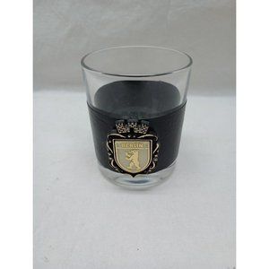 Berlin Whiskey Rocks Glass Made In Italy Leather Wrap Crest Emblem